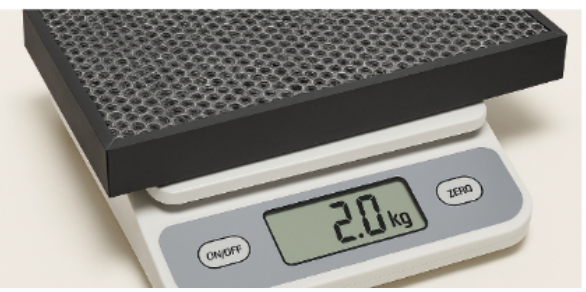 NEOAP-C40C1 all-in-one filter weight measurement showing 2.0 kg